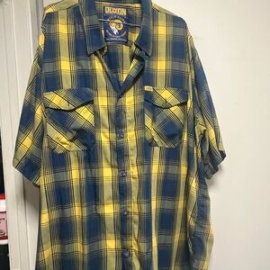 DIXXON Blue and Yellow Casual Button Down Shirt